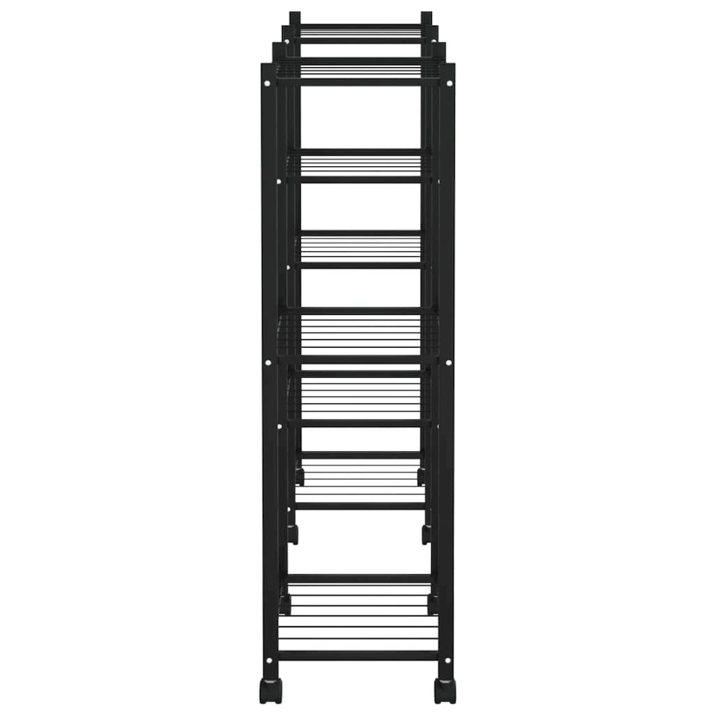 Flower Stand Black Powder-Coated Iron Tall Rollable. Picture 4