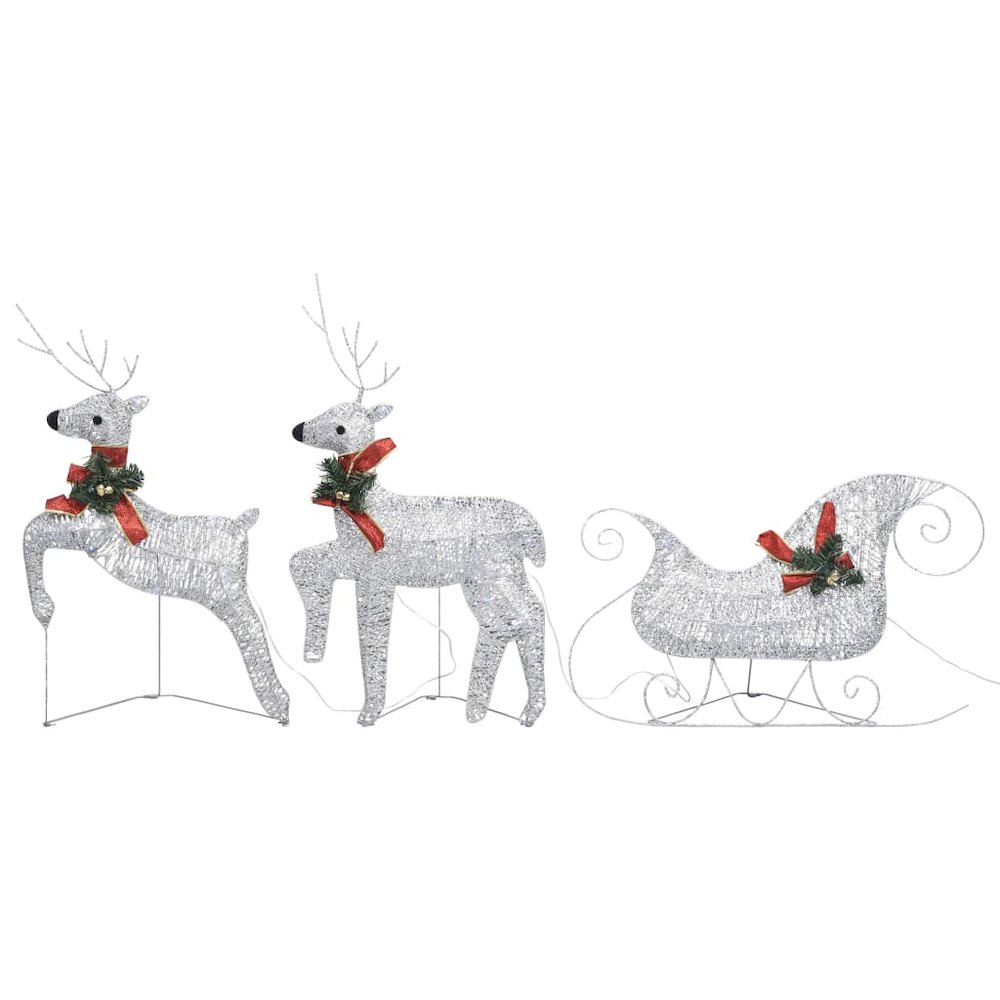 Reindeer And Sleigh Christmas Decoration Set of 6 Silver. Picture 4