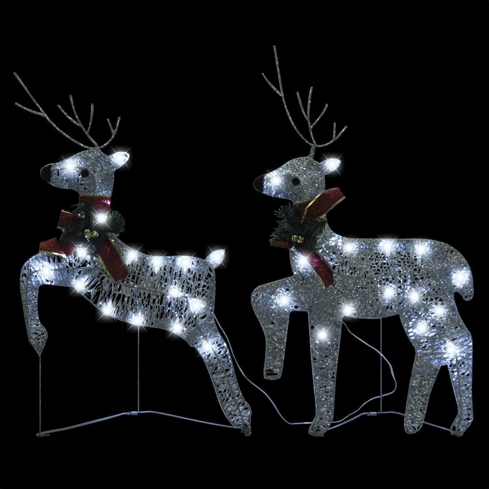 Reindeer And Sleigh Christmas Decoration Set of 6 Silver. Picture 5