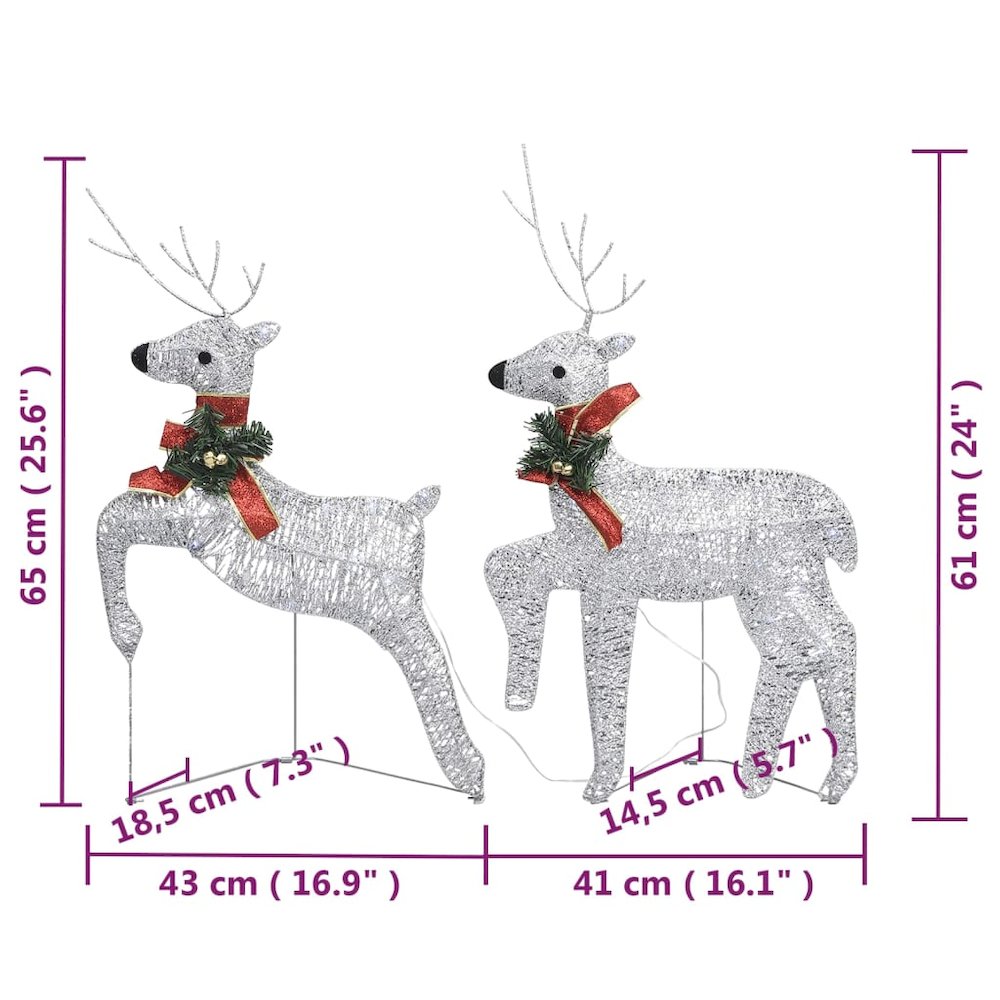 Reindeer And Sleigh Christmas Decoration Set of 6 Silver. Picture 11