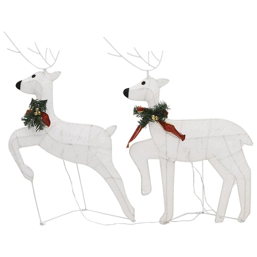 Reindeer and Sleigh Christmas Decoration Set of 6 White Mesh. Picture 8