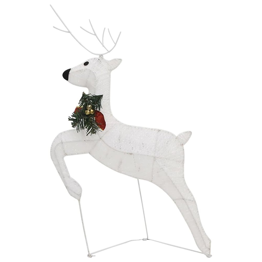 Reindeer and Sleigh Christmas Decoration Set of 6 White Mesh. Picture 9