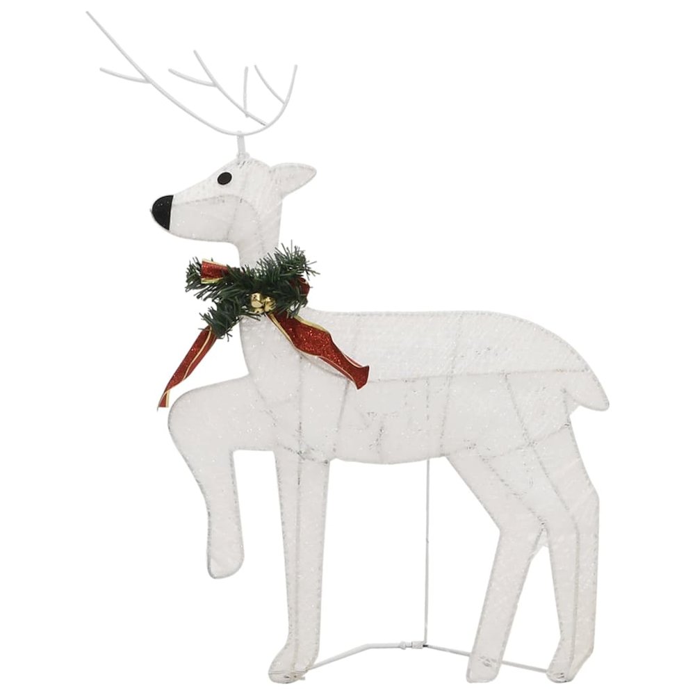 Reindeer and Sleigh Christmas Decoration Set of 6 White Mesh. Picture 10