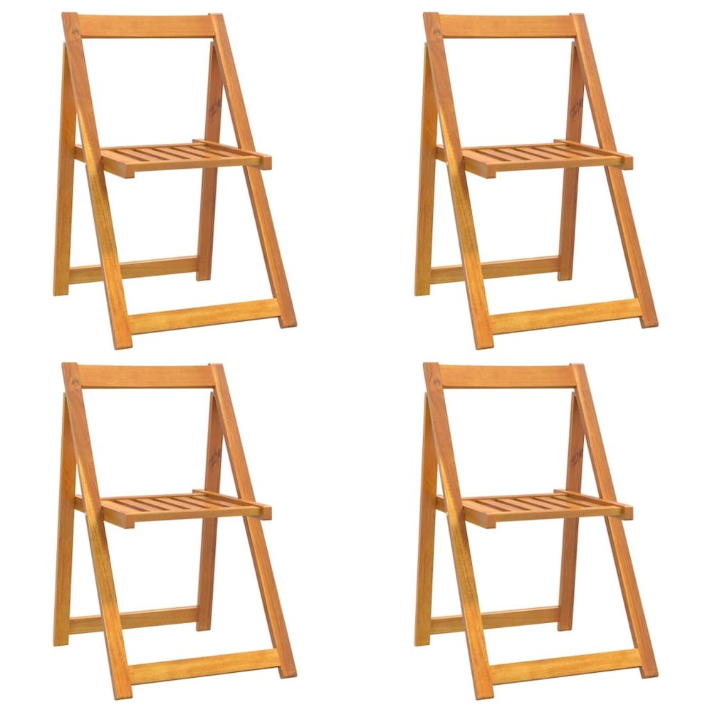 Garden Chair Set of 4 Natural Wood Solid Acacia Wood Standard. Picture 2