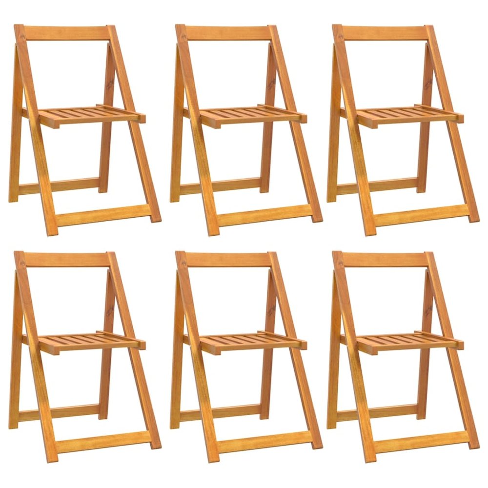 Garden Chair Set of 6 Brown Solid Acacia Wood Medium Foldable. Picture 2