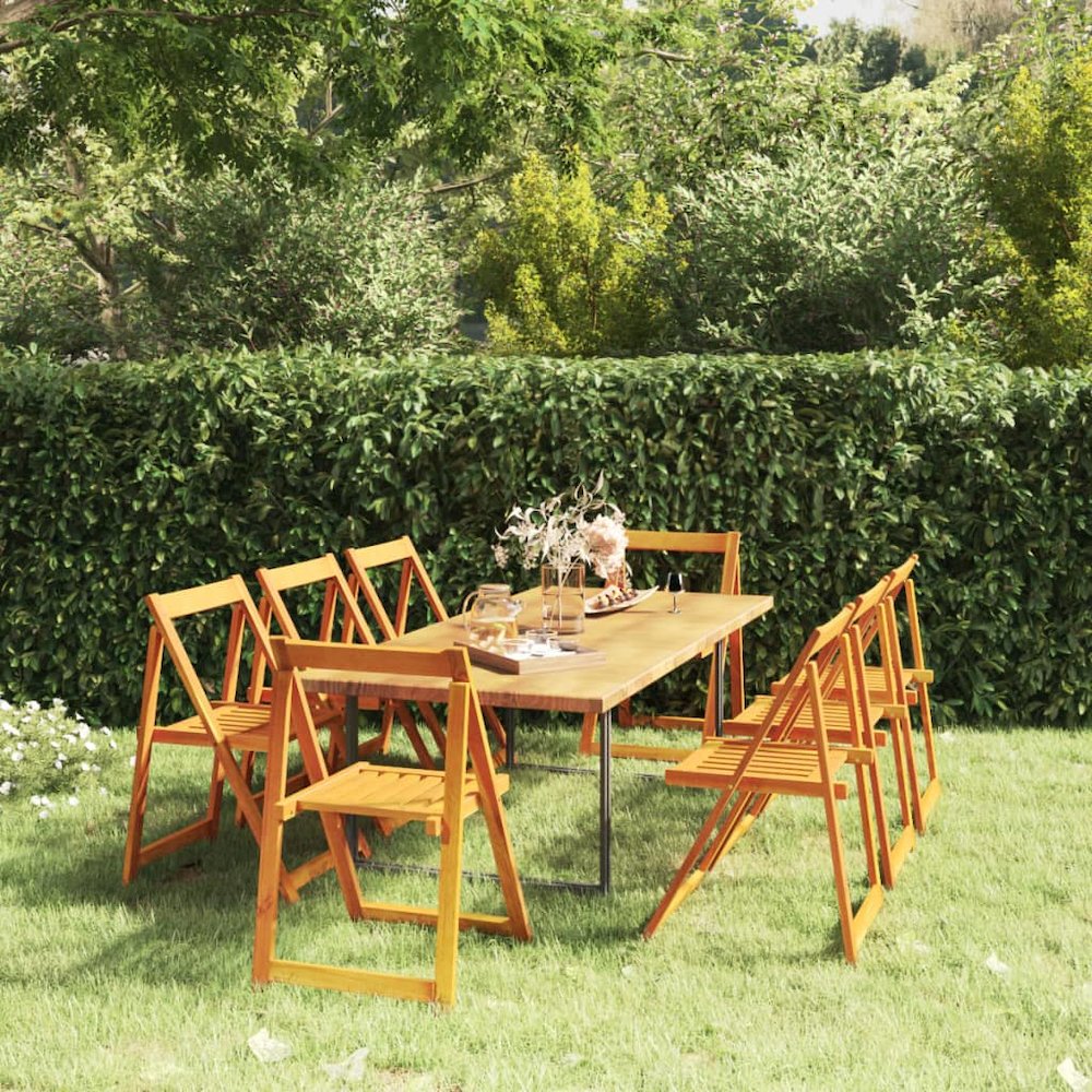 Folding Garden Chairs 8 pcs Solid Wood Acacia. Picture 1