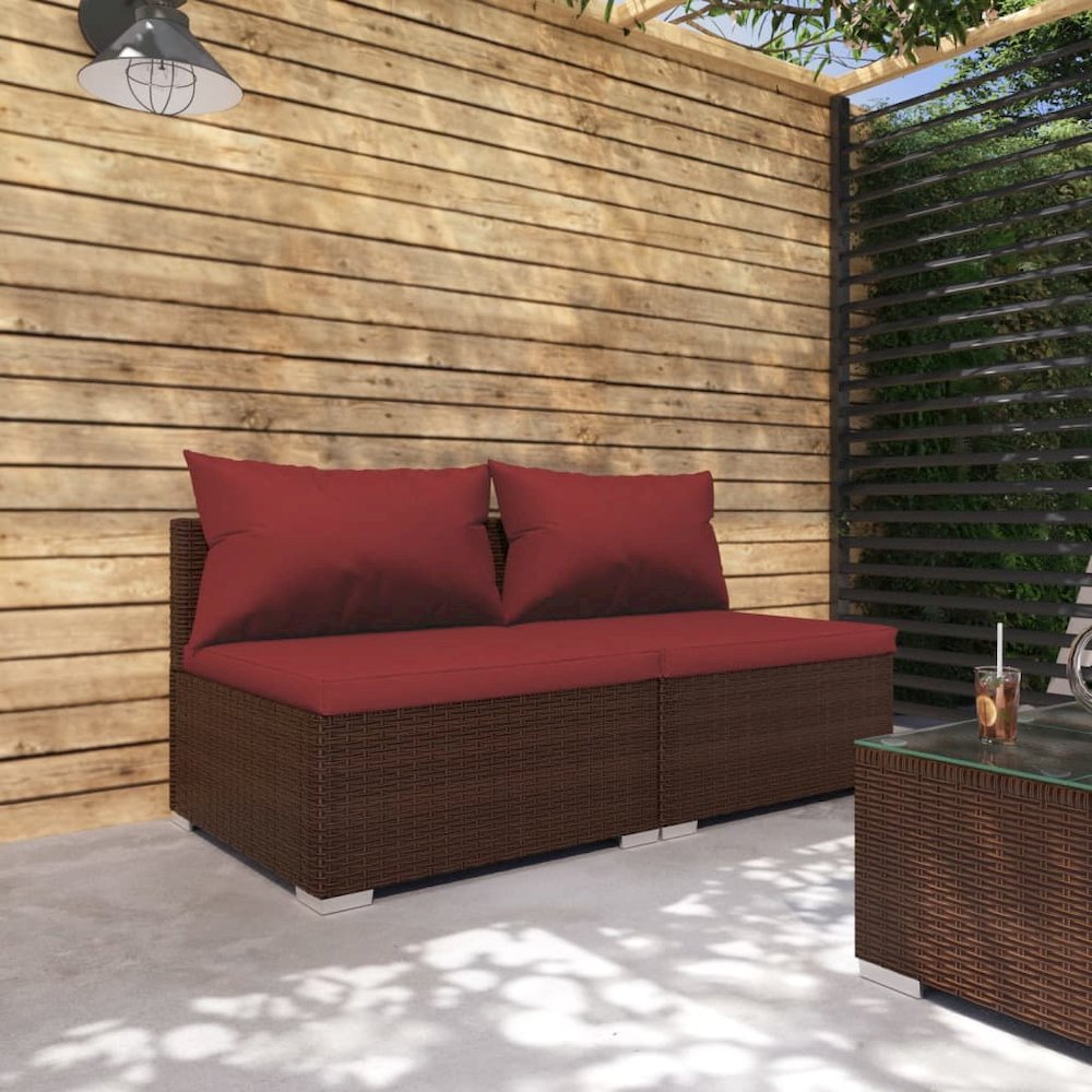 Garden Lounge Set Brown and Cinnamon Red. Picture 1