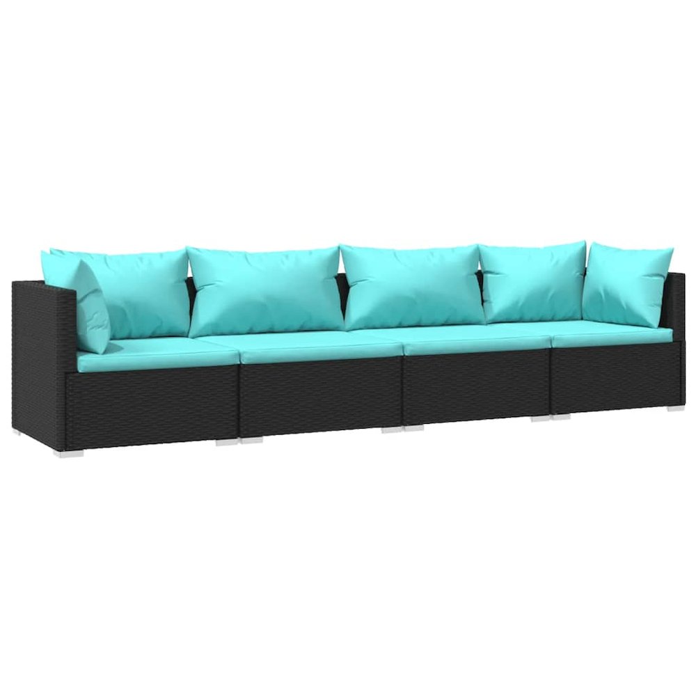 Garden Lounge Set Black PE rattan Modular set size Modular. Picture 2