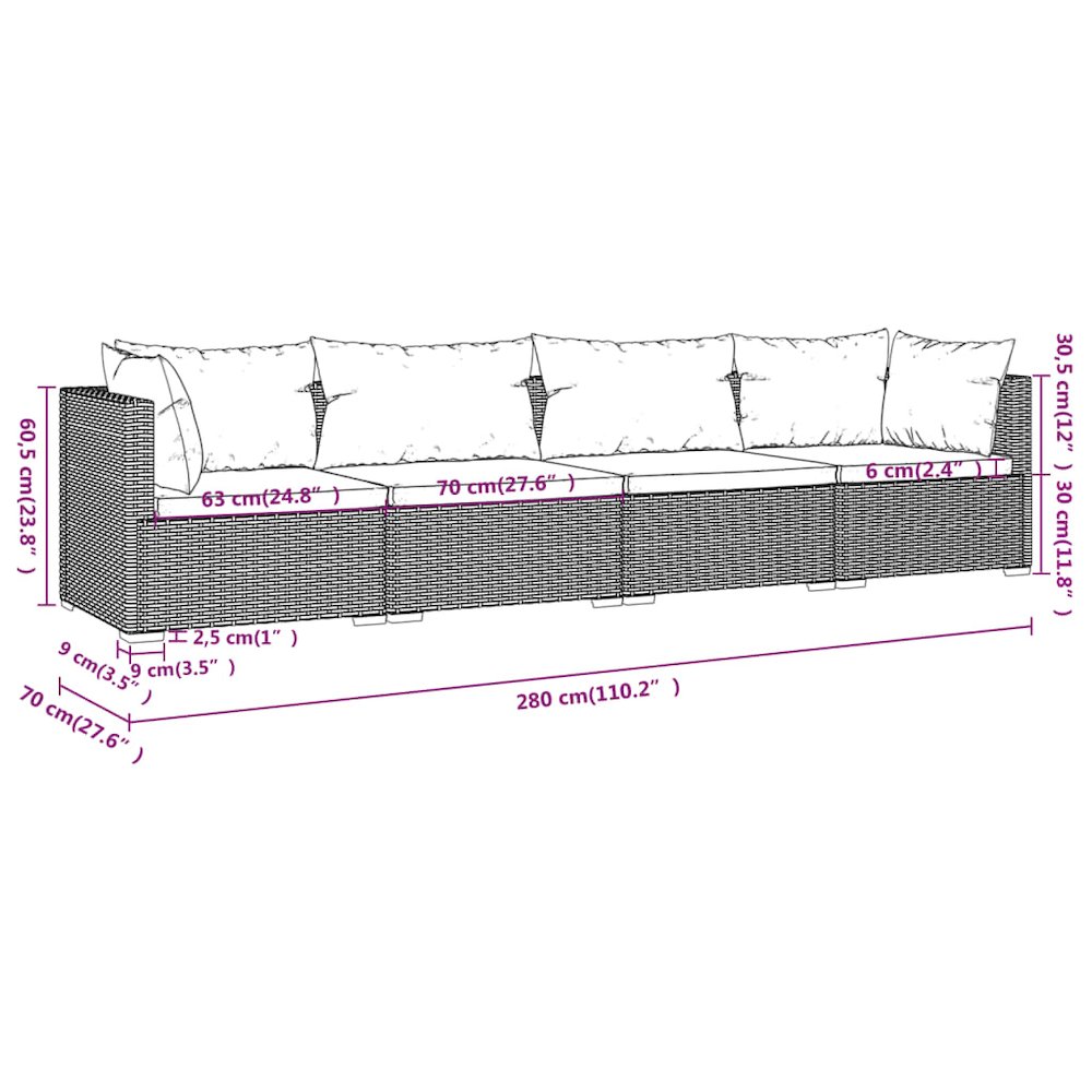 Garden Lounge Set Black PE rattan Modular set size Modular. Picture 7