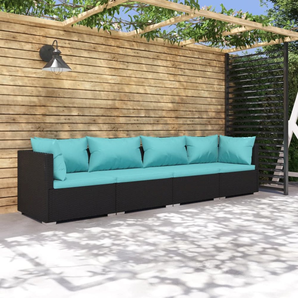 Garden Lounge Set Black PE rattan Modular set size Modular. Picture 1