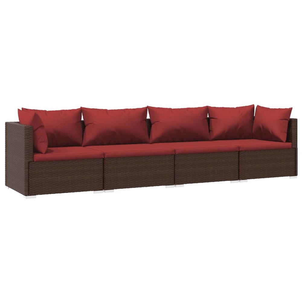 Garden Lounge Set Brown PE rattan, powder-coated steel, plastic. Picture 2