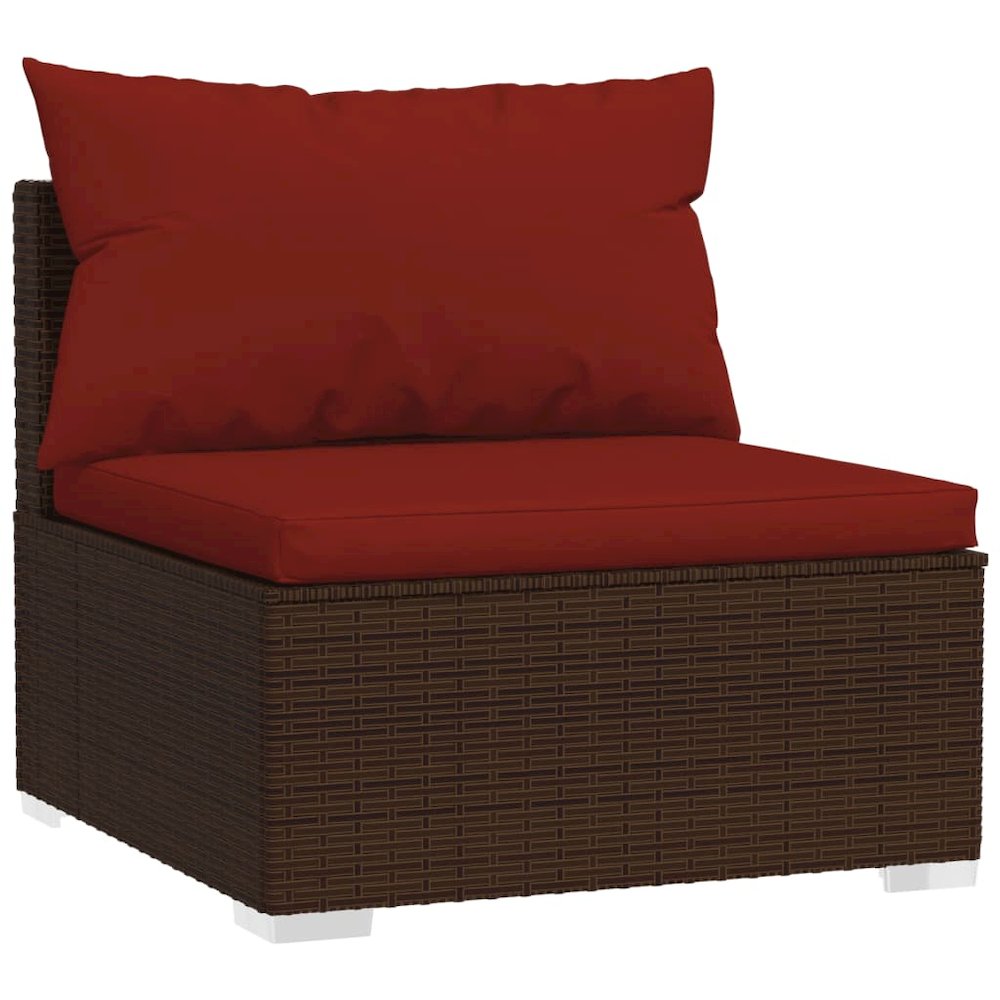 Garden Lounge Set Brown PE rattan, powder-coated steel, plastic. Picture 5