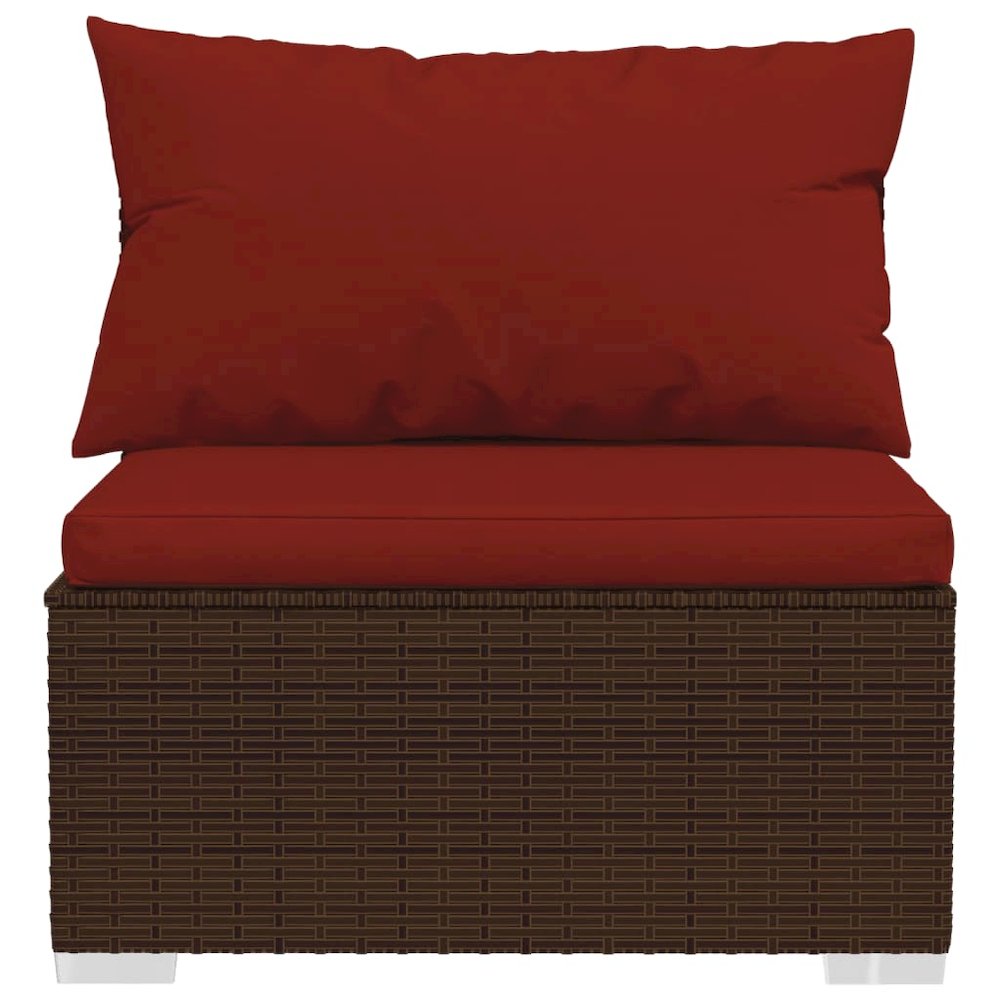 Garden Lounge Set Brown PE rattan, powder-coated steel, plastic. Picture 6