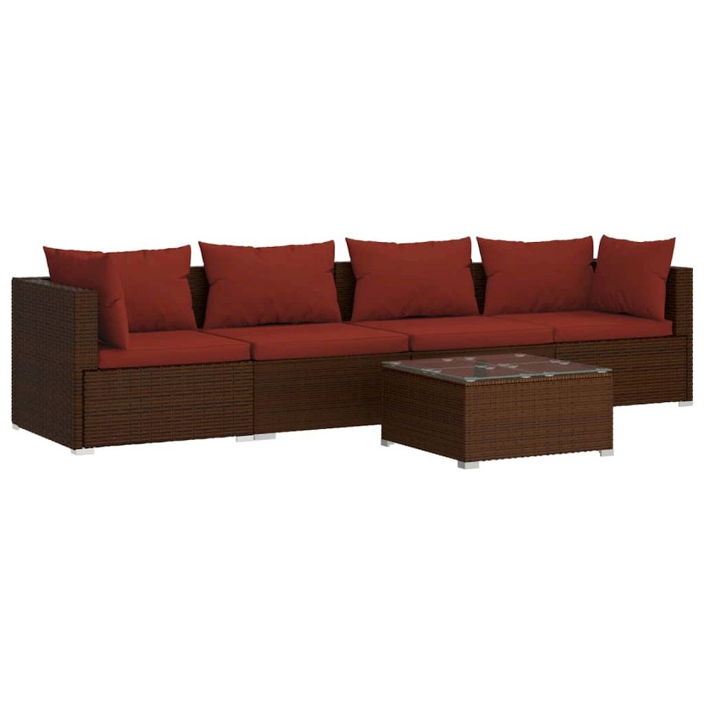 Garden Lounge Set Brown PE rattan Large Modular. Picture 2