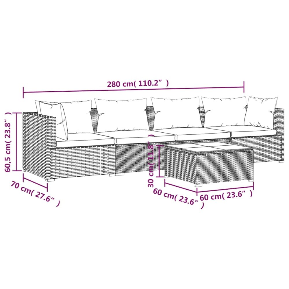 Garden Lounge Set Brown PE rattan Large Modular. Picture 9