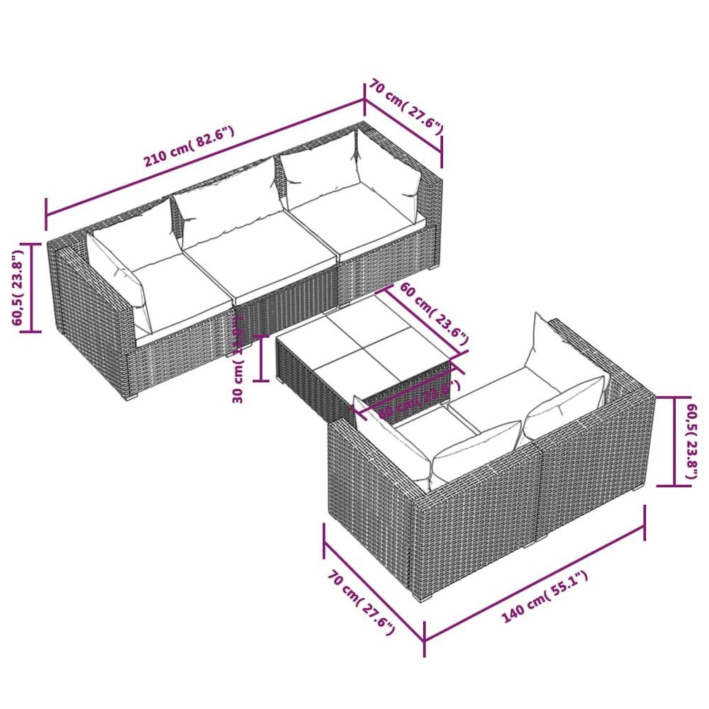 Garden Lounge Set Brown. Picture 9