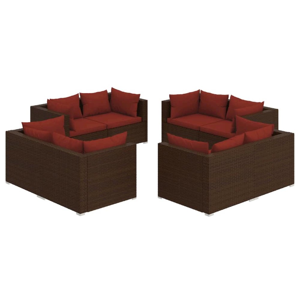 Garden Lounge Set Brown PE rattan 8-piece Modular. Picture 2