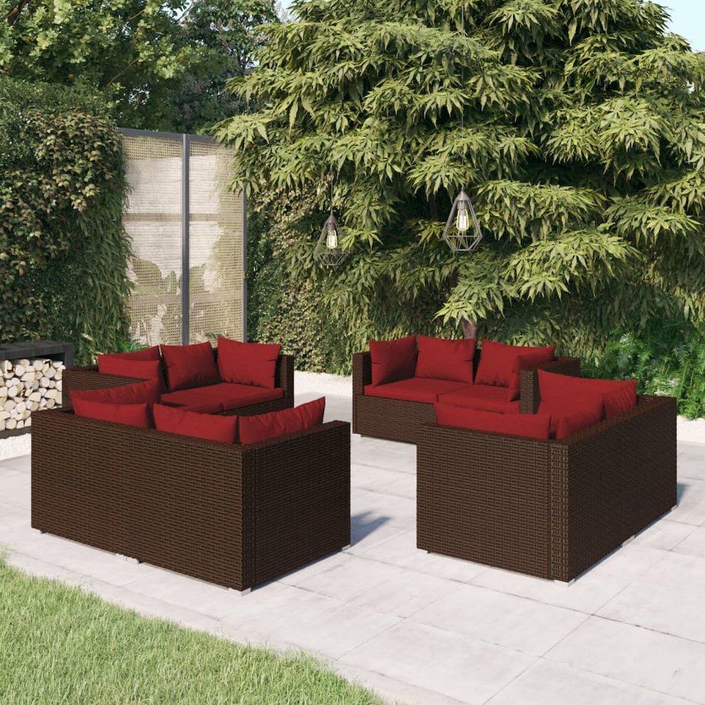 Garden Lounge Set Brown PE rattan 8-piece Modular. Picture 1