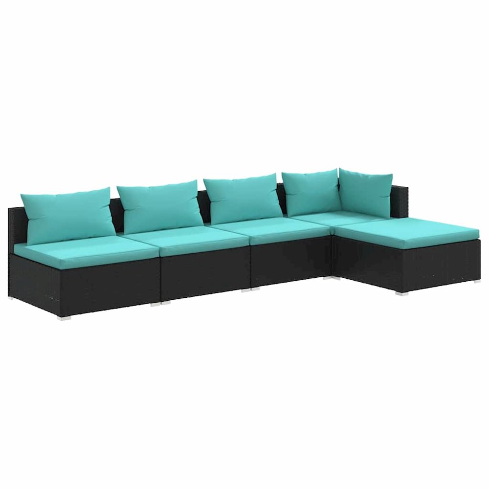 Garden Lounge Set Black, Water blue. Picture 1