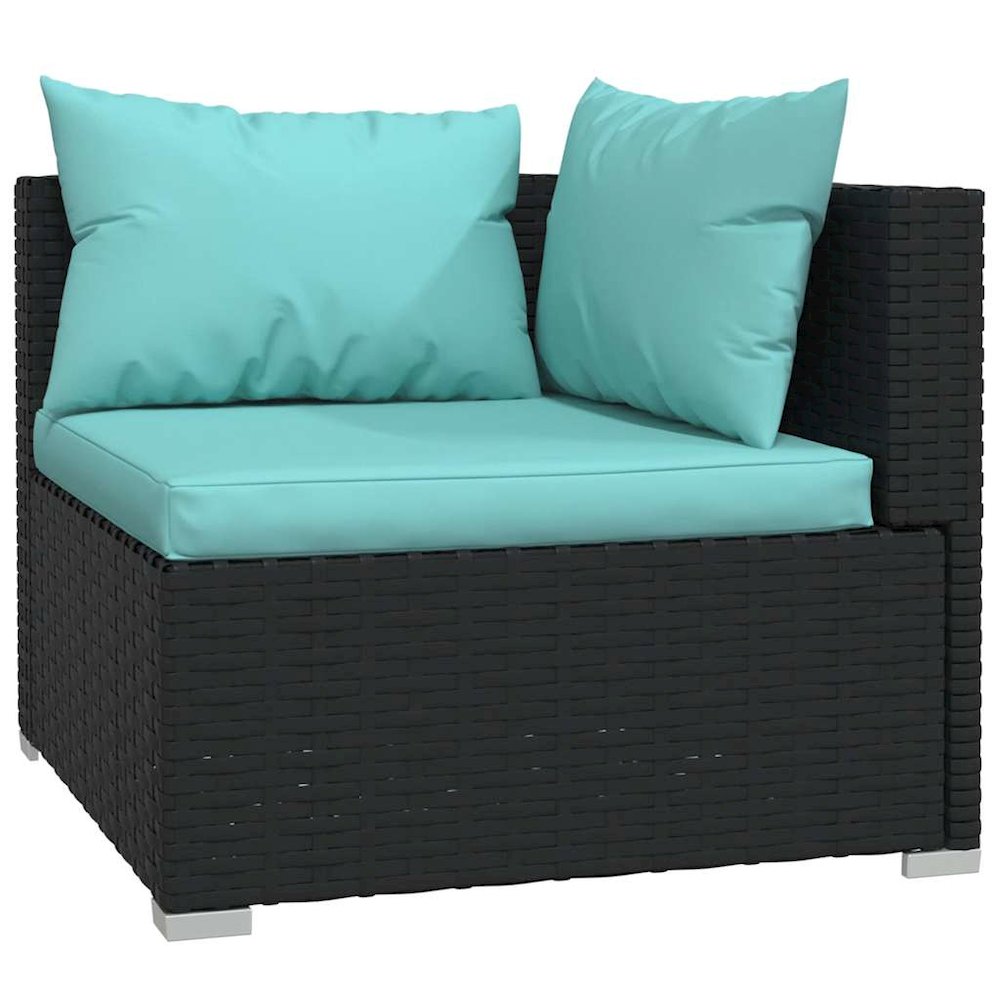 Garden Lounge Set Black, Water blue. Picture 3