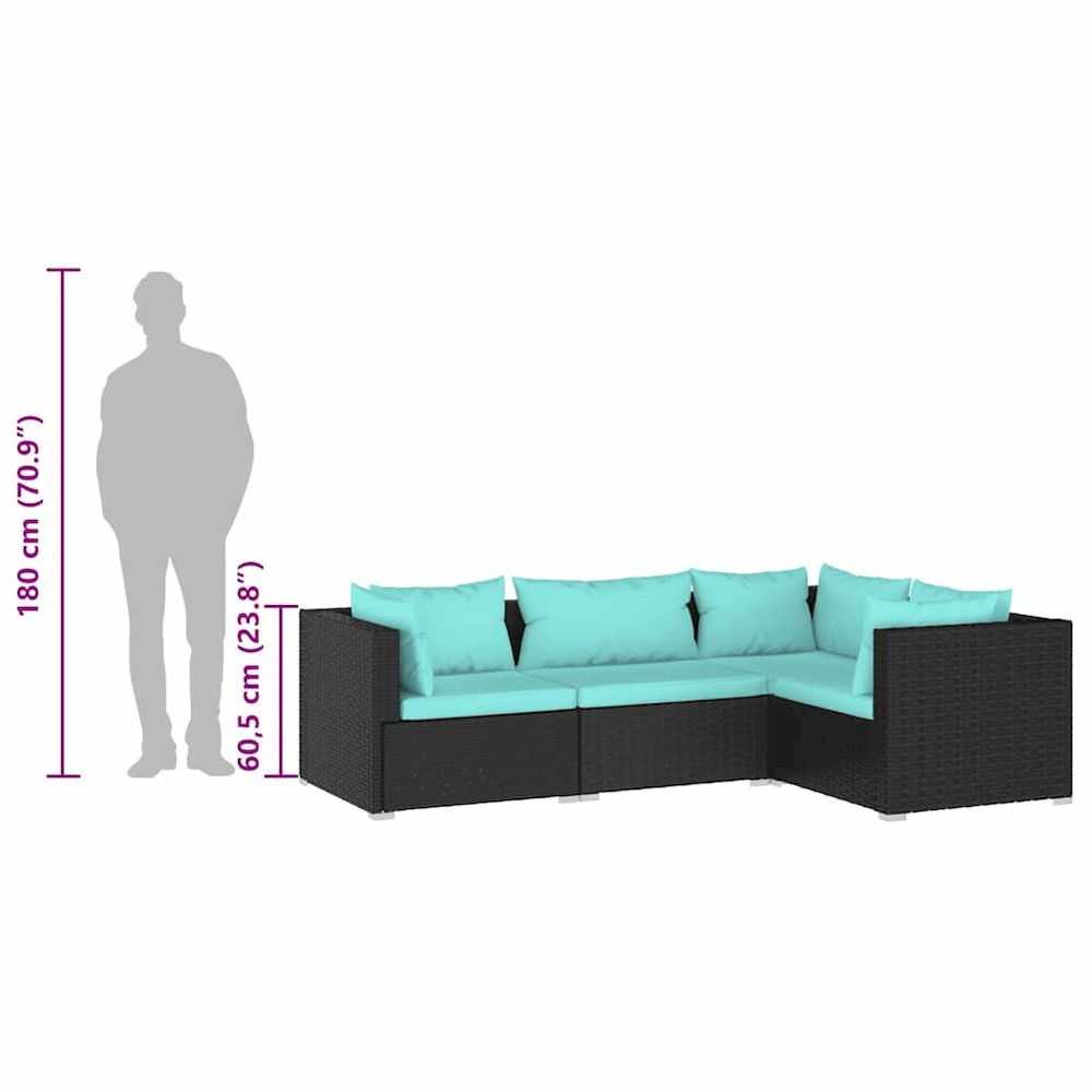 Garden Lounge Set Black, Water Blue. Picture 9
