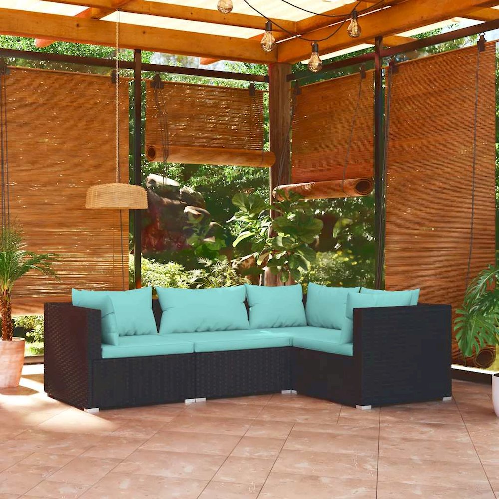Garden Lounge Set Black, Water Blue. Picture 2
