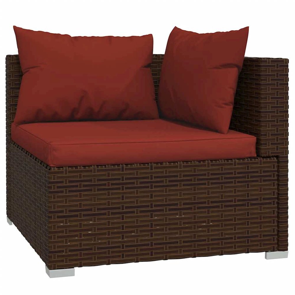 Garden Lounge Set Brown with Cinnamon Red Cushions. Picture 3