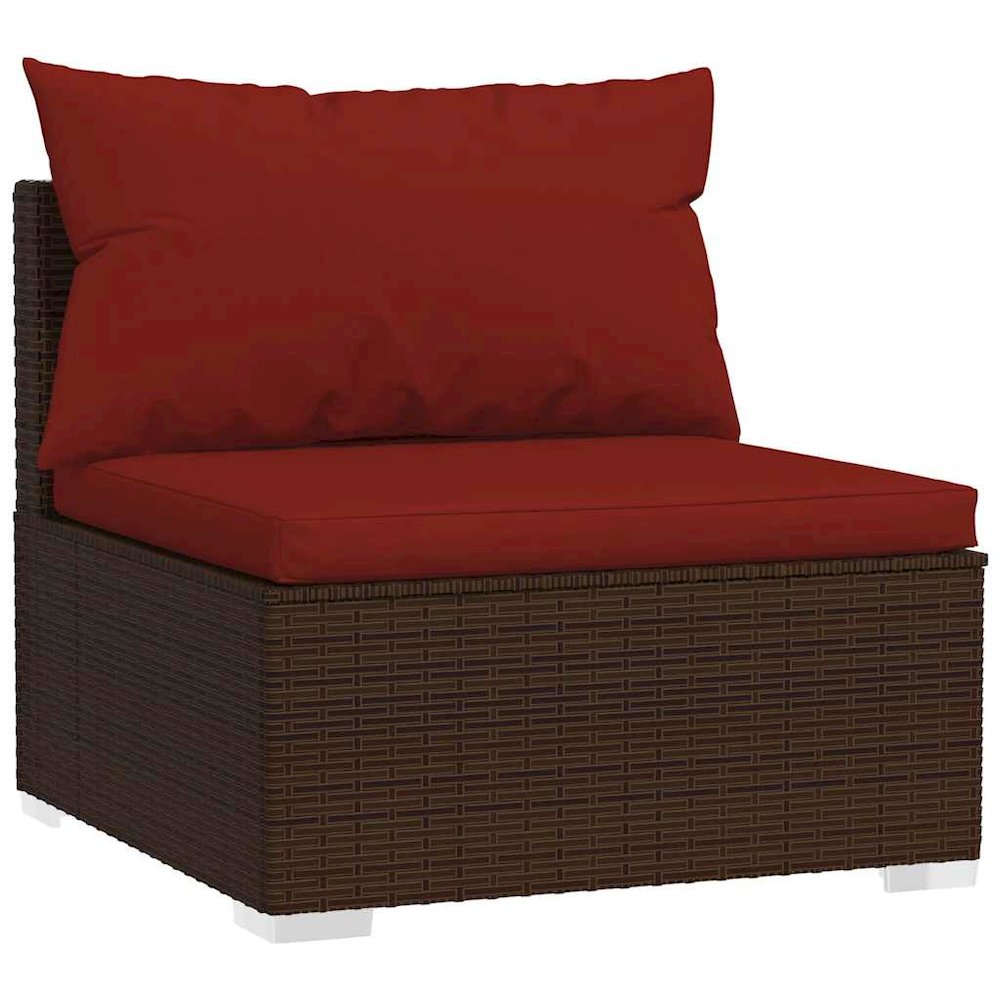 Garden Lounge Set Brown with Cinnamon Red Cushions. Picture 5