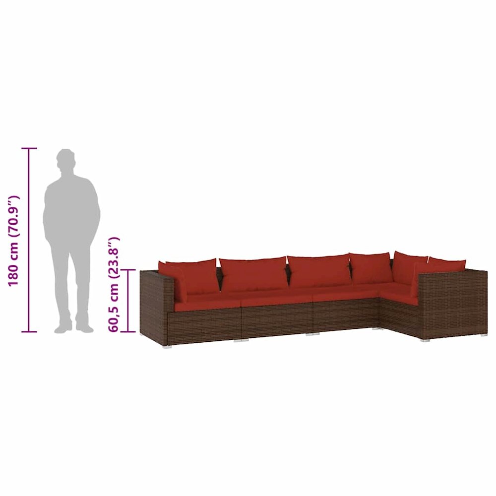 Garden Lounge Set Brown. Picture 9