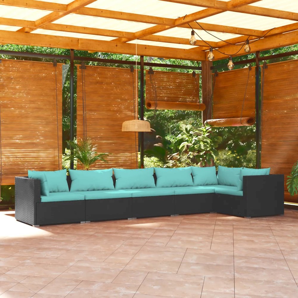 Garden Lounge Set Black PE rattan Medium Modular. Picture 1
