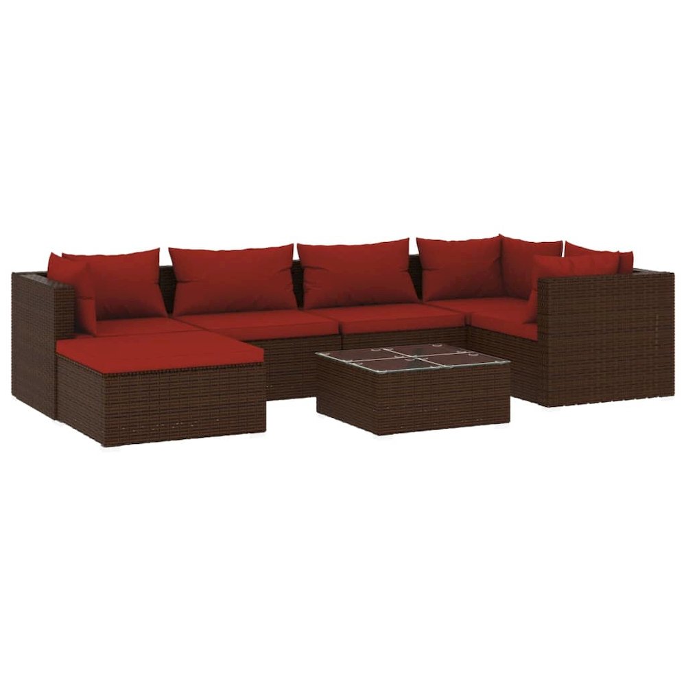 Patio Lounge Set Brown PE Rattan Large Modular. Picture 2