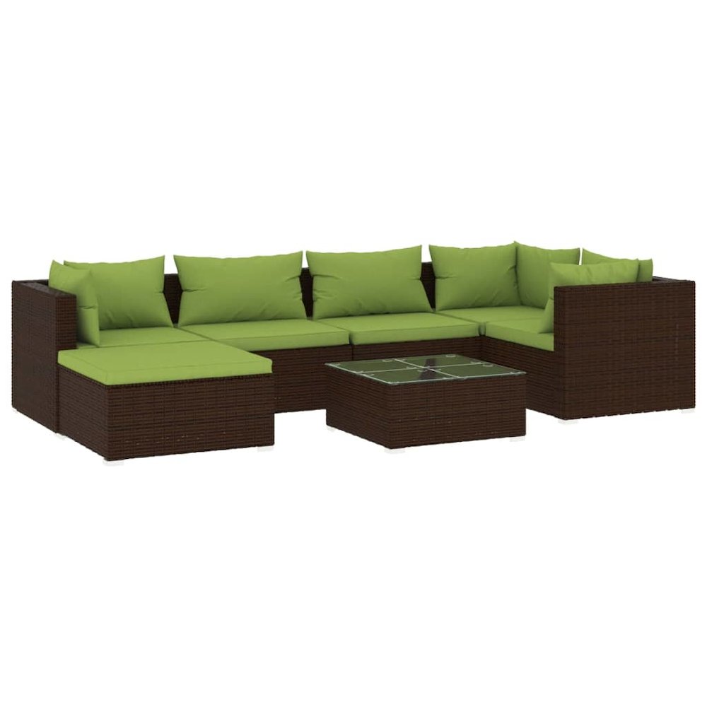 Outdoor Lounge Set Brown PE rattan, powder-coated steel Large. Picture 2