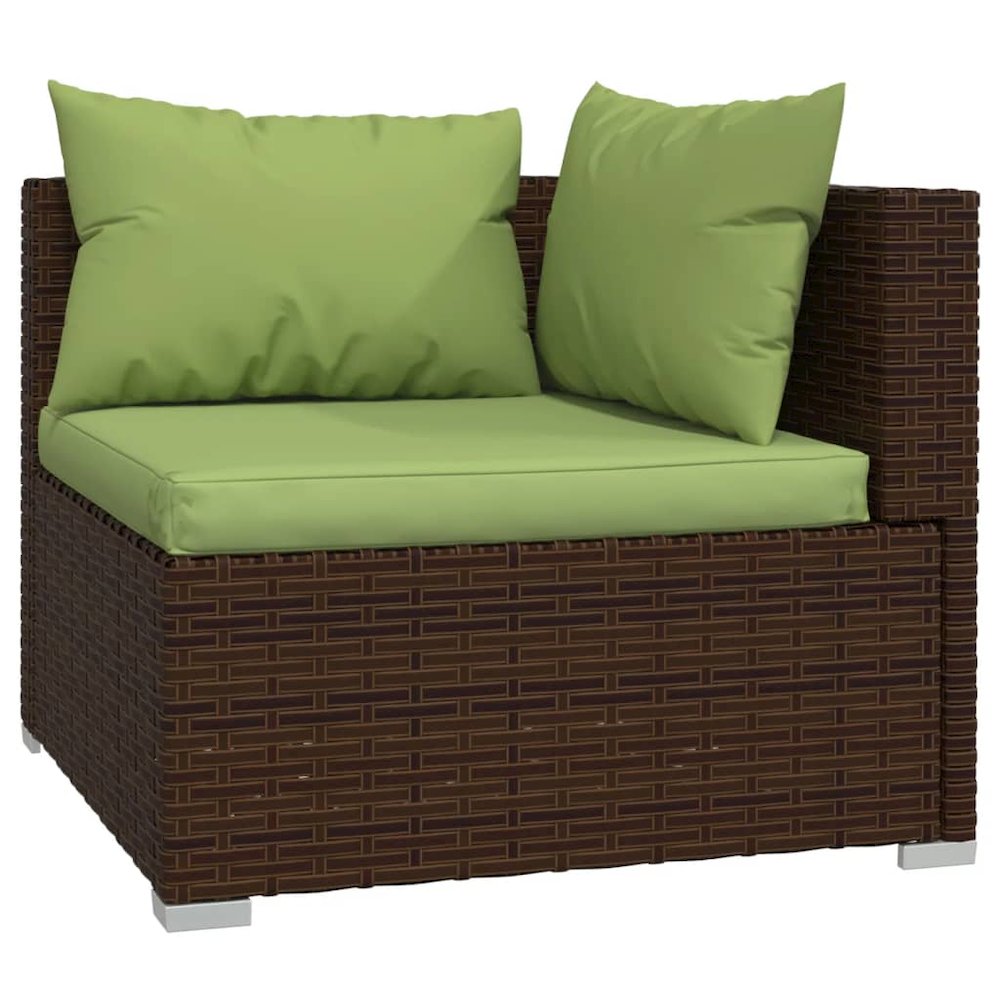 Outdoor Lounge Set Brown PE rattan, powder-coated steel Large. Picture 4