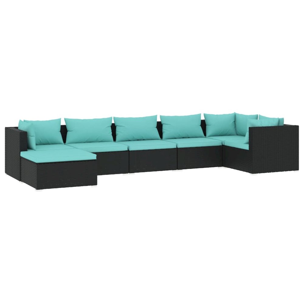 Garden Lounge Set Black and Water Blue. Picture 2