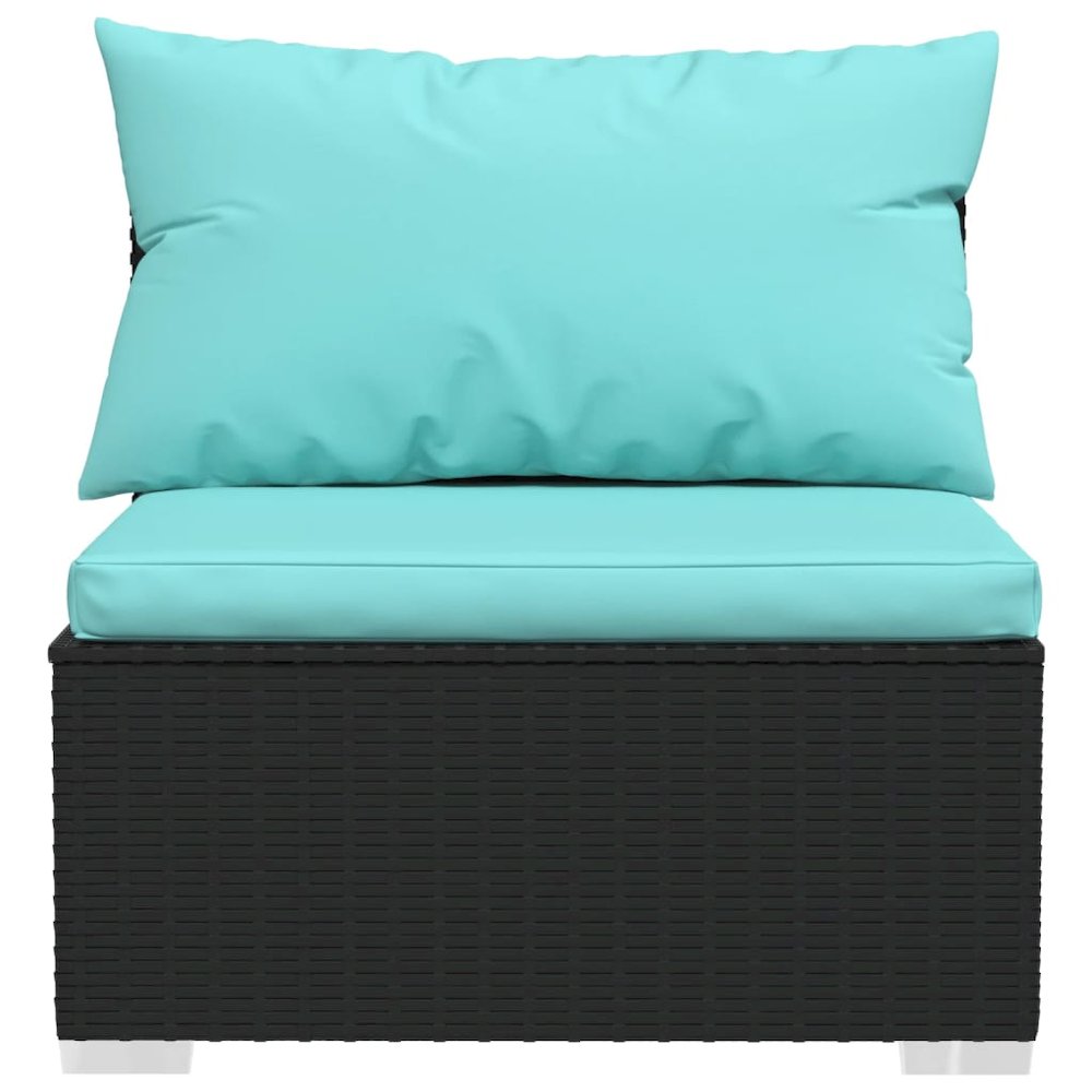 Garden Lounge Set Black and Water Blue. Picture 5