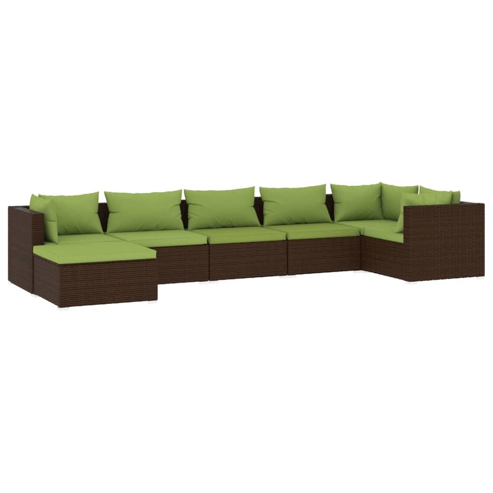 Garden Lounge Set Brown, Green. Picture 2