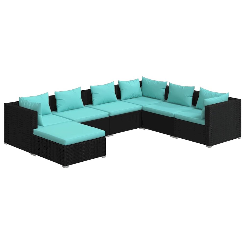 Garden Lounge Set Black and Water Blue. Picture 2