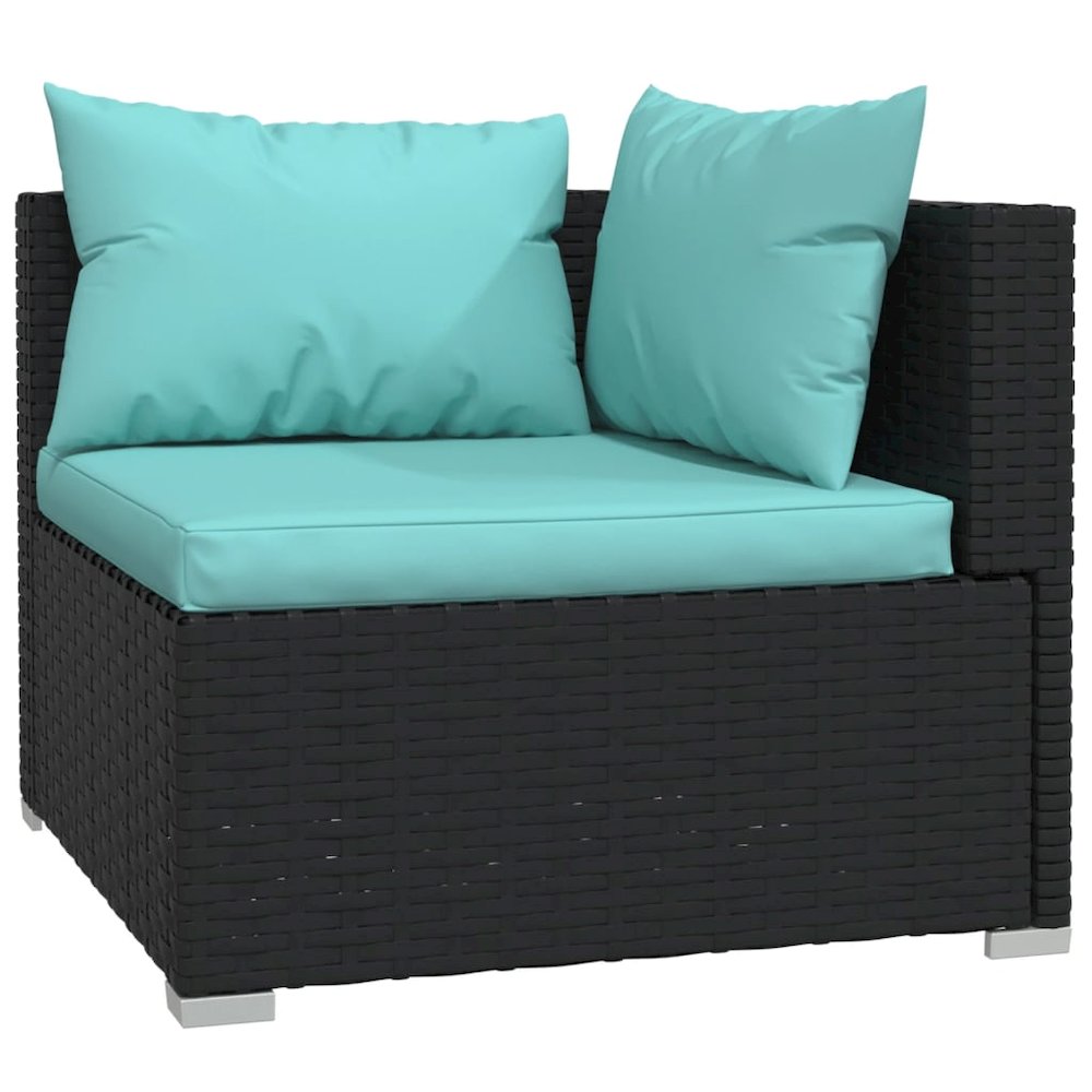 Garden Lounge Set Black and Water Blue. Picture 5