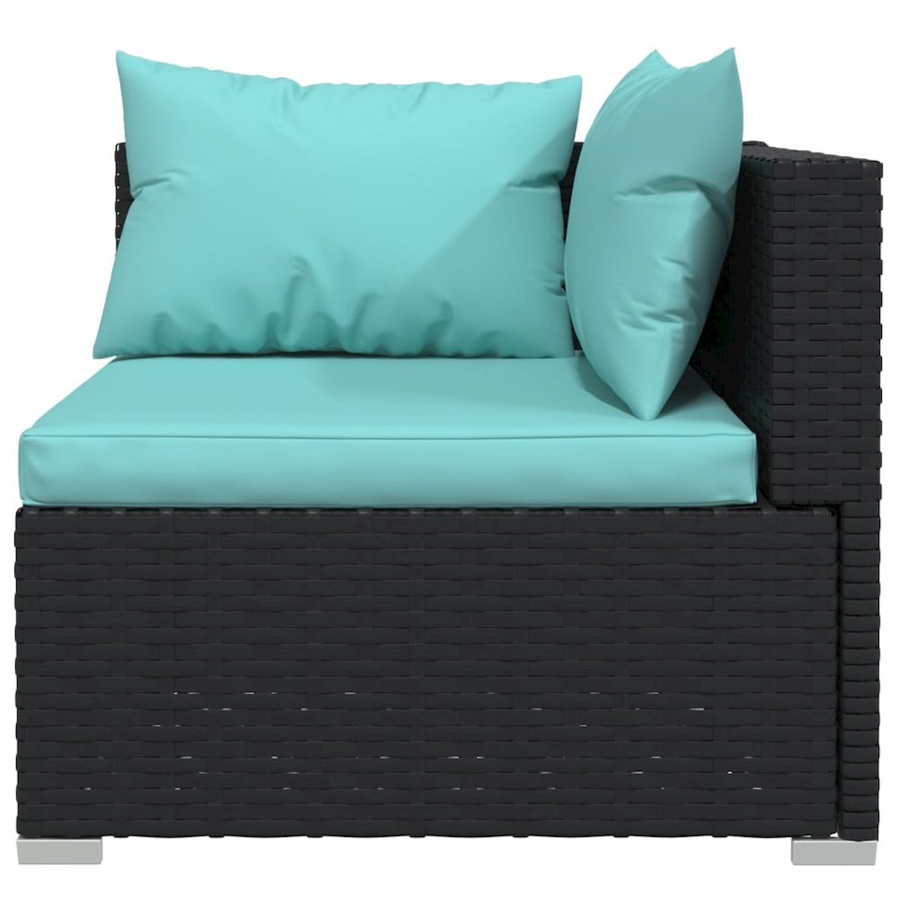 Garden Lounge Set Black and Water Blue. Picture 6