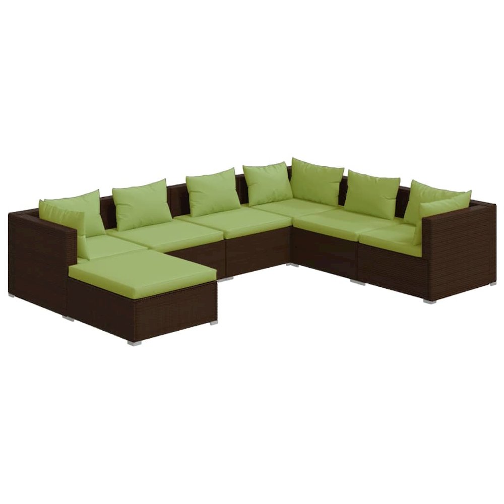 Garden Lounge Set Brown PE rattan, Powder-coated steel, Plastic. Picture 2
