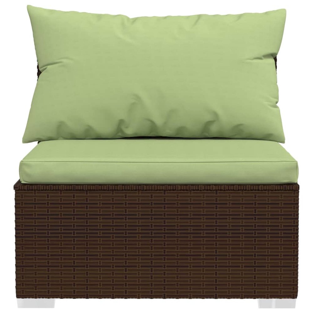 Garden Lounge Set Brown PE rattan, Powder-coated steel, Plastic. Picture 4