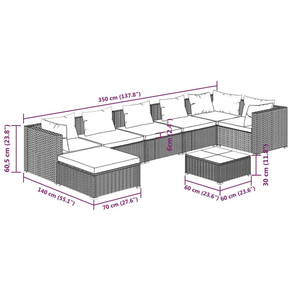 Garden Lounge Set Brown PE rattan Large Modular. Picture 11