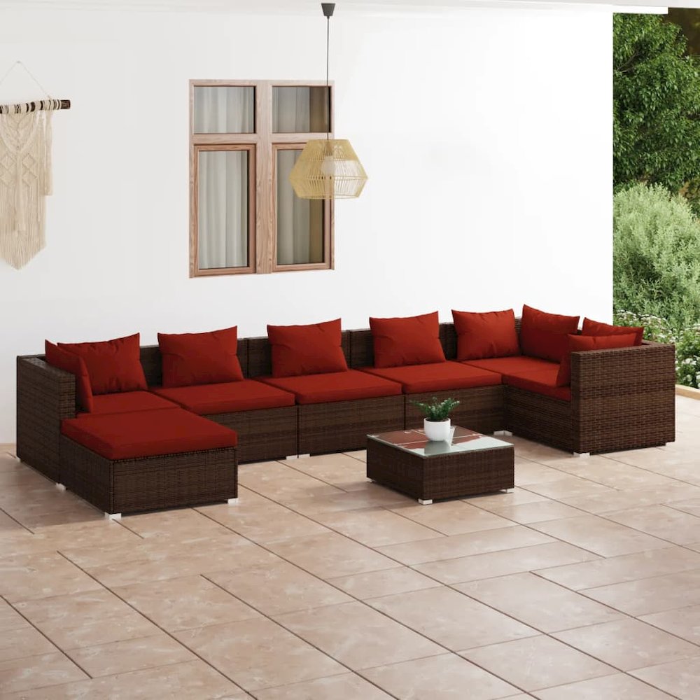 Garden Lounge Set Brown PE rattan Large Modular. Picture 1