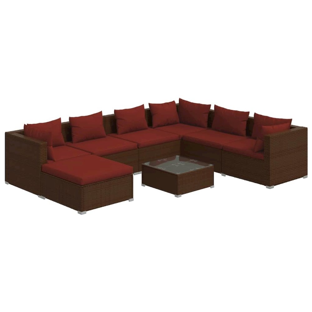 Garden Lounge Set Brown and Cinnamon Red. Picture 2