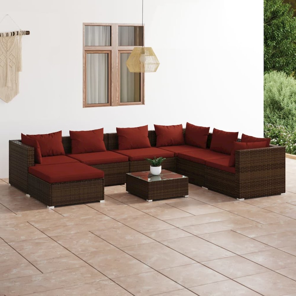 Garden Lounge Set Brown and Cinnamon Red. Picture 1