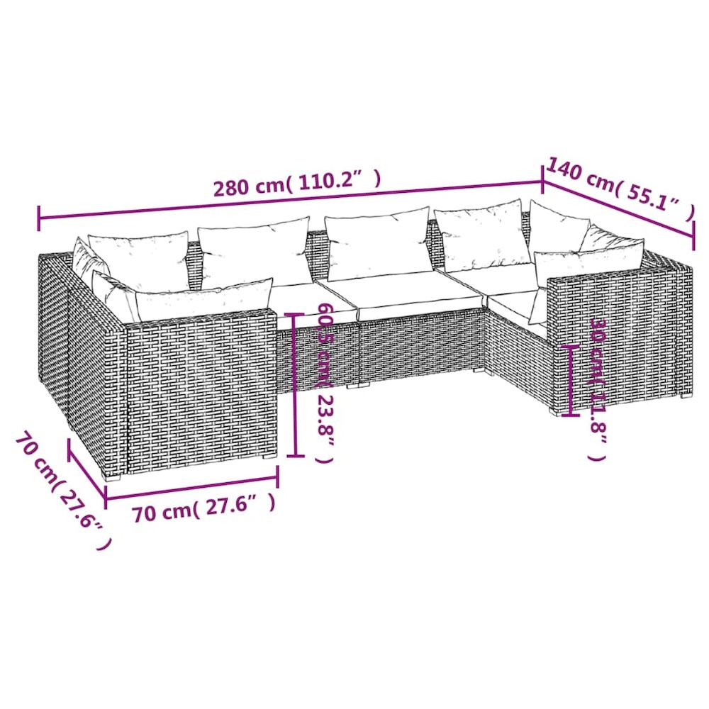 Garden Lounge Set Grey, Anthracite. Picture 7