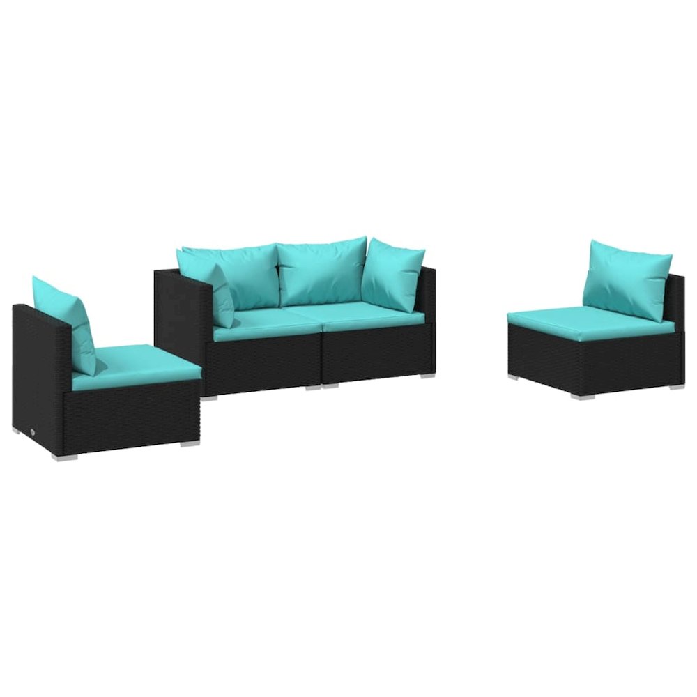 Garden Lounge Set Black, Water Blue. Picture 2