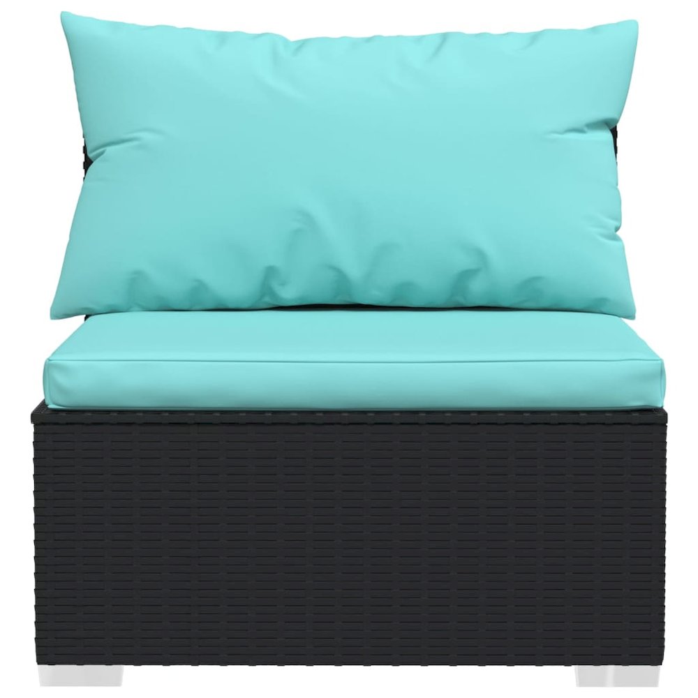 Garden Lounge Set Black, Water Blue. Picture 6