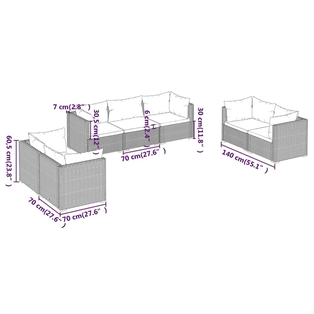 Garden Lounge Set Brown PE rattan Medium Modular. Picture 7