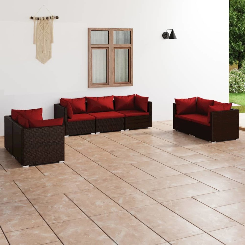 Garden Lounge Set Brown PE rattan Medium Modular. Picture 1